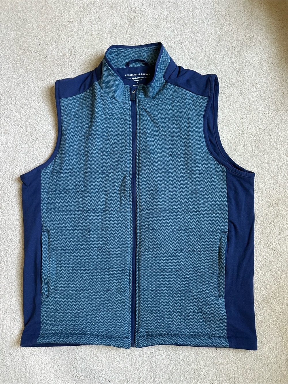 Holderness & Bourne Perry Dry Luxe Blue Herringbone Golf Performance Vest